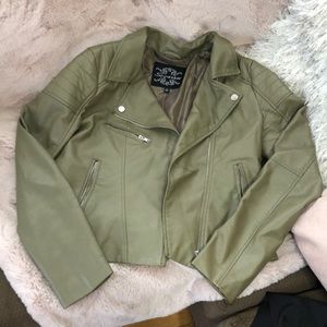 Olive green leather jacket